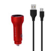 somostel ładowarka samochodowa 2xusb + kabel usb - microusb 5a 1m quick charge qc3.0 czerwony aluminium sms-a89