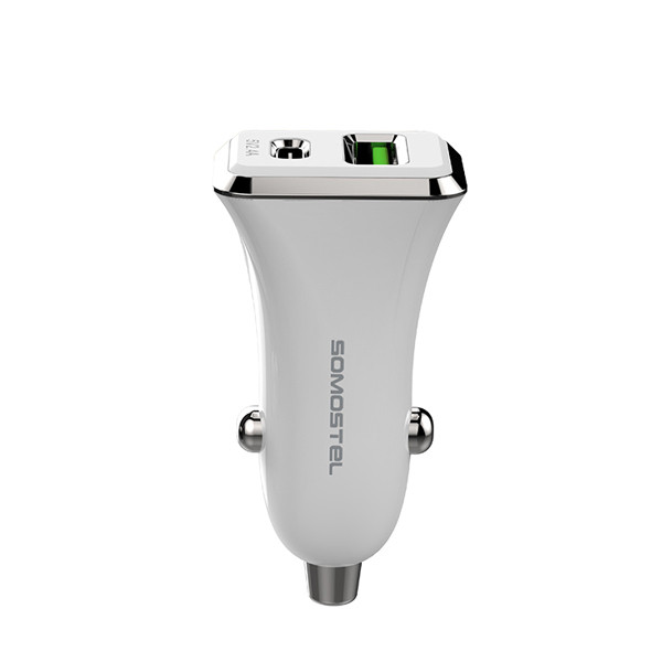 somostel ładowarka samochodowa usb+typ-c 3a 28w power delivery pd biały sms-a42