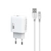 somostel ładowarka sieciowa usb+typ-c + kabel typ-c - lightning 3a 18w 1m power delivery pd+qc3.0 biały sms-q01