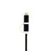 economy kabel usb nylon czarny lightning + micro usb 2w1