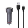 somostel ładowarka samochodowa 2xusb + kabel usb - lightning 5a 1m quick charge qc3.0 srebrny aluminium sms-a89