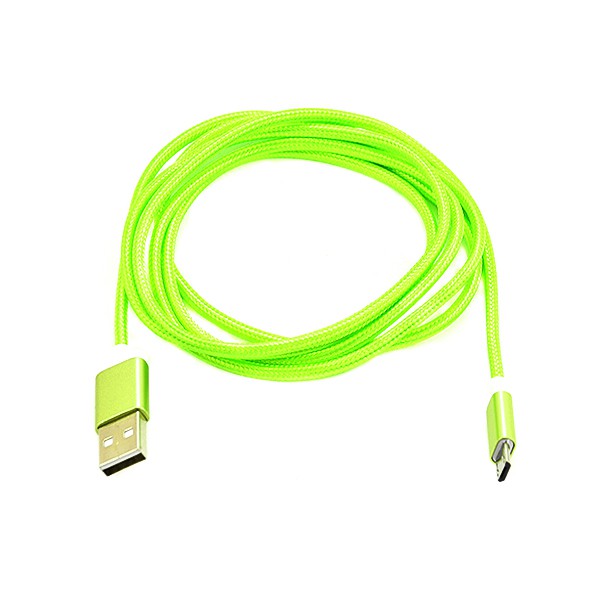 economy kabel usb micro nylon zielony 1,5m 2a