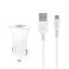 ładowarka samochodowa 3a + kabel typ-c biała denmen 3100ma dual fast charging 2xusb dz06t 15w