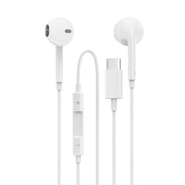 słuchawki uniwersalne denmen typ-c usb-c białe douszne dr09 new chip digital audio