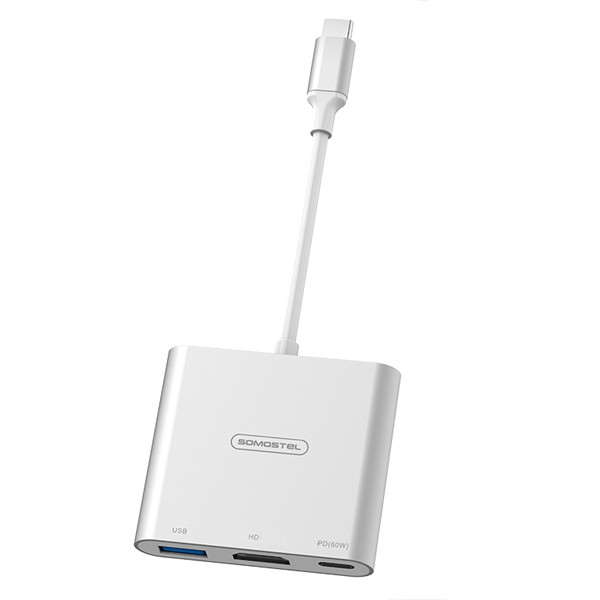 somostel adapter host usb+typ-c+hdmi 60w srebrny sms-bz07