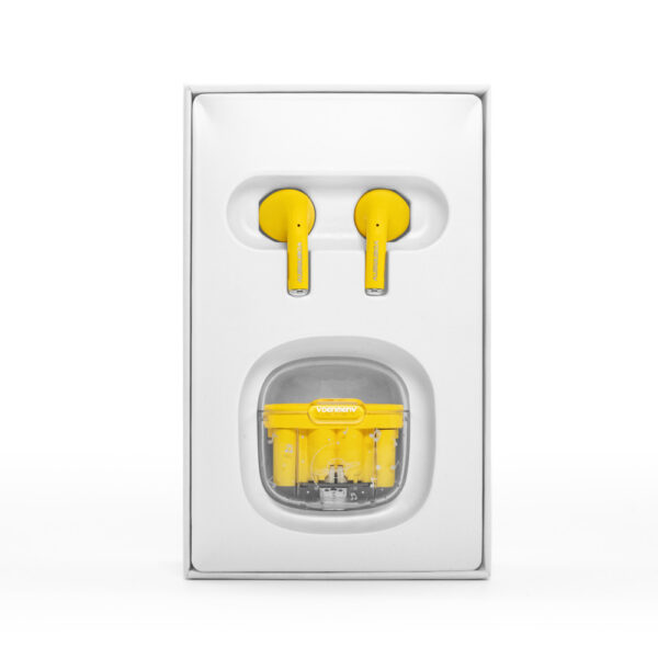 słuchawki bluetooth denmen earbuds żółte dl29 tws