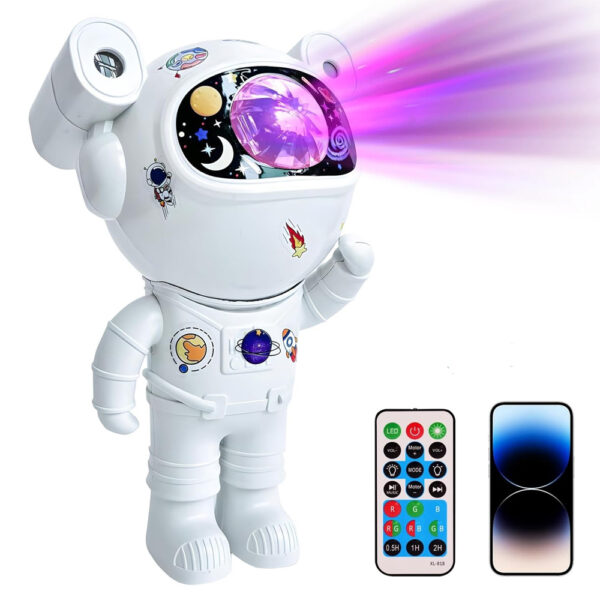 ecobox lampka nocna led projektoer gwiazd astronauta bluetooth