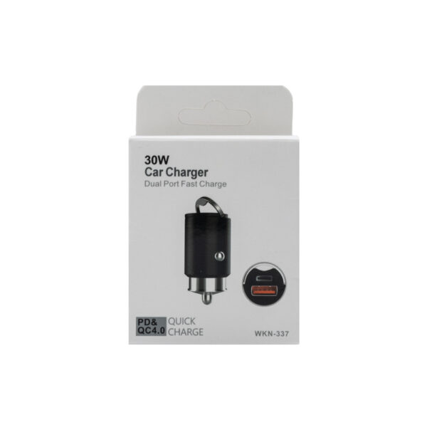 ecobox ładowarka samochodowa 30w czarna pd3.0+qc4.0 wkn-337