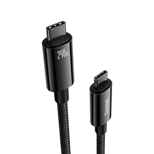 kabel usb-c do usb-c baseus tungsten gold, 240w, 3m (czarny) cawj040201