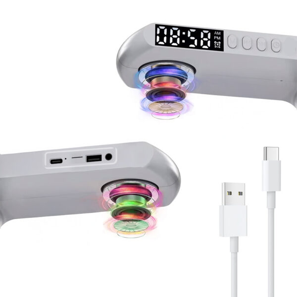 ecobox lampka nocna led ładowarka indukcyjna qi głośnik zegar budzik rgb mała