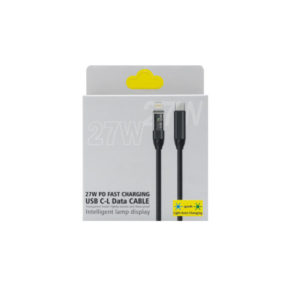 ecobox kabel szybkiego ładowania usb pd typ-c do lightning 27w czarny usb3.0