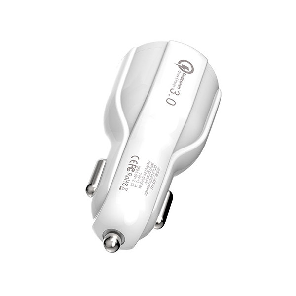 somostel ładowarka samochodowa 2xusb + kabel usb - lightning 3a+2a 3100ma + 2100ma 1m quick charge qc3.0 biały