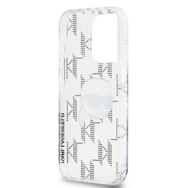 karl lagerfeld iml electroplated repeated logo case for iphone 15 pro transparent