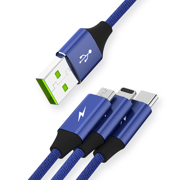kabel usb 3w1 3.4a somostel niebieski 3400mah quick charger qc 3.0 1,2m powerline sms-bw03
