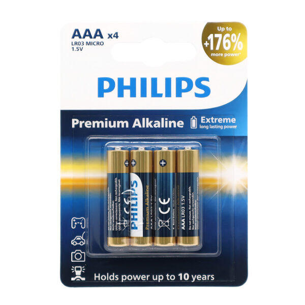 bateria philips aaa lr03 blister 4szt baterie premium alkaline phil-lr03m4b/10
