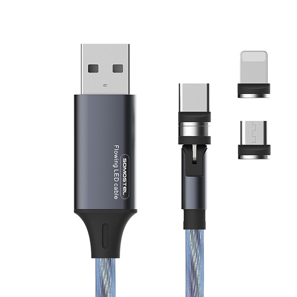 somostel kabel 3w1 usb - typ-c / microusb / lightning 3.1a 30w 1.2m quick charge qc3.0 niebieski sms-by04