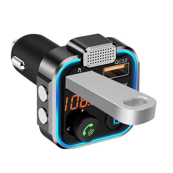 zestaw ecobox transmiter fm 12/24 v bluetooth 2 x usb + pd 20w + kabel usb 3w1 czarny 2,4a