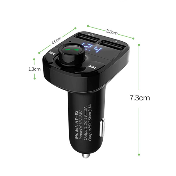 ecobox transmiter fm bluetooth uniwersalny + ładowarka 3,1a zestaw głośnomówiący fm x8 czarny