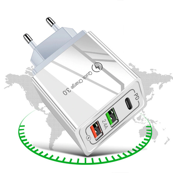 ecobox ładowarka sieciowa 2.4a 20w biała 3.0 2xusb 1xpd single