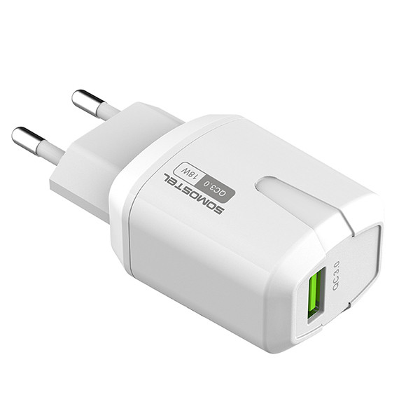 somostel ładowarka sieciowa usb + kabel usb - lightning 3a 18w 1m quick charge qc3.0 biały sms-q02