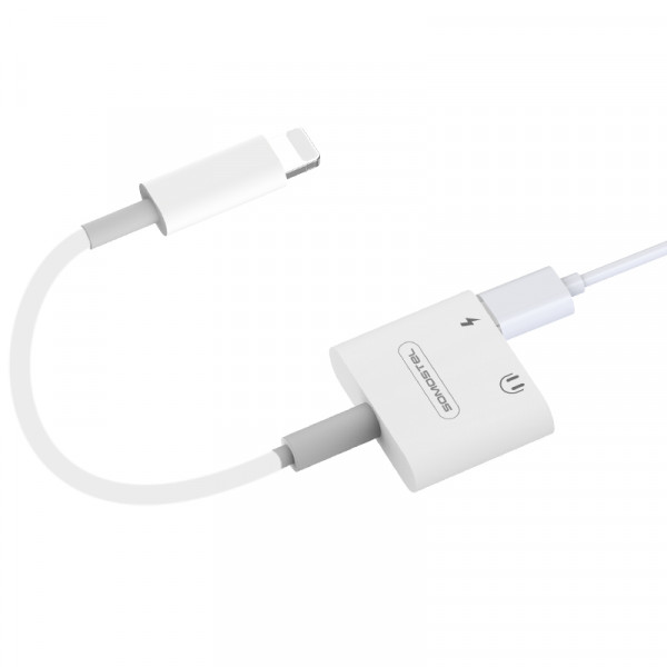 somostel adapter hf apple lightning - jack 3,5 cala + zasilanie biały sms-bz05