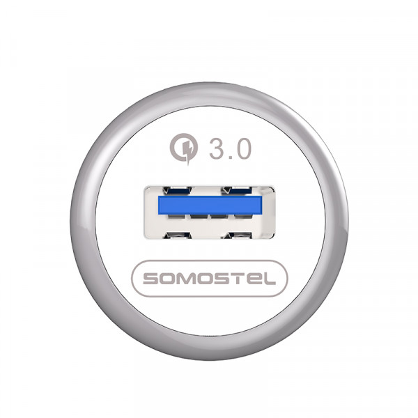 somostel ładowarka samochodowa usb + kabel usb - lightning 3a quick charge qc3.0 biały sms-a46