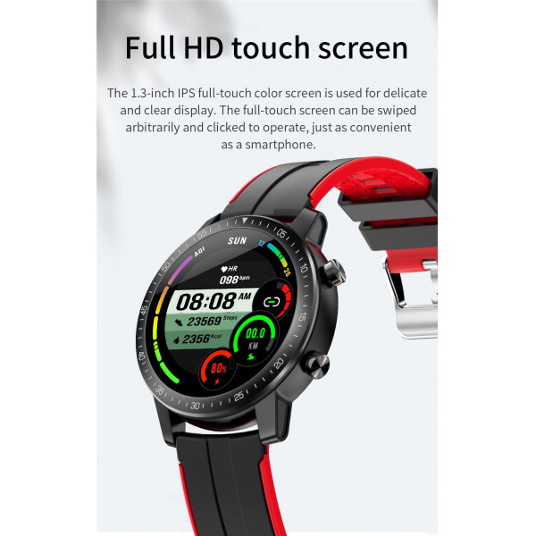 zegarek sportowy smartwatch czarny czerwony senbono s30