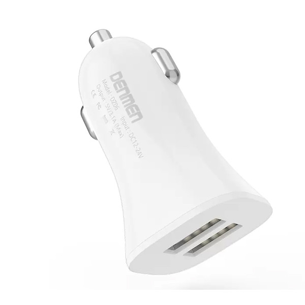 denmen ładowarka samochodowa dz06 2xusb 3.1a 15w fast charge biały dz06