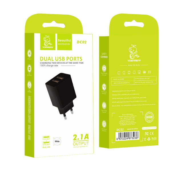 denmen ładowarka sieciowa dc02 2xusb 2.1a 10w biały dc02w