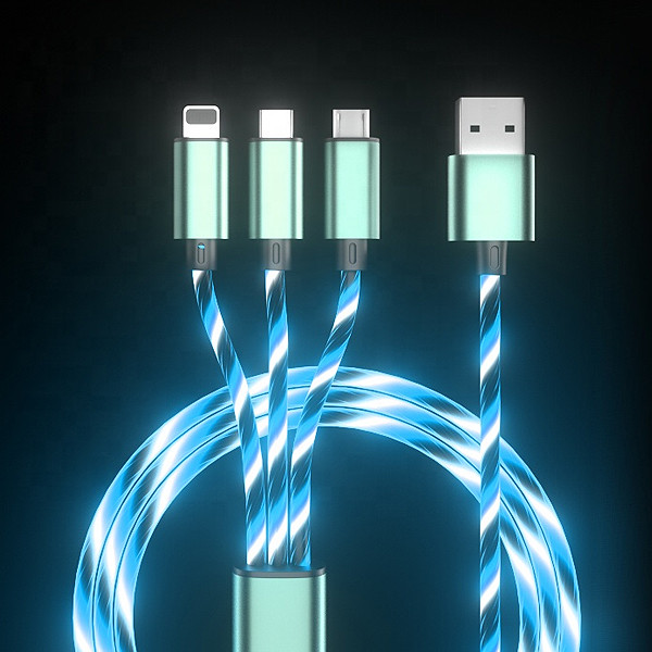 somostel kabel 3w1 usb - typ-c / microusb / lightning 3.1a 30w 1.2m quick charge qc3.0 niebieski sms-by03