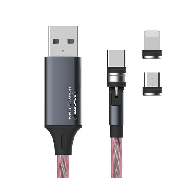 somostel kabel 3w1 usb - typ-c / microusb / lightning 3.1a 30w 1.2m quick charge qc3.0 czerwony sms-by04