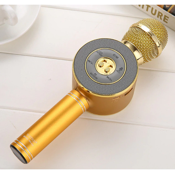 trusty mikrofon karaoke złoty bezprzewodowy z wbudowanym głośnikiem tr-a10