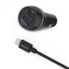 ładowarka samochodowa 2a+1a czarna philips + kabel iphone mfi 3100ma 2xusb dual 15.5w quick charge phil-dlp2357v/10
