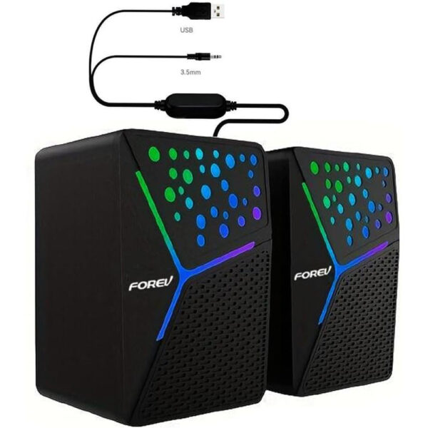forev głośniki stero czarne pc podświetlane fv-206
