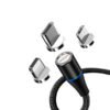 ecobox kabel usb 3w1 magnetyczny 3a 360 czarny szybkie ładowanie + transfer danych micro typ-c iphone