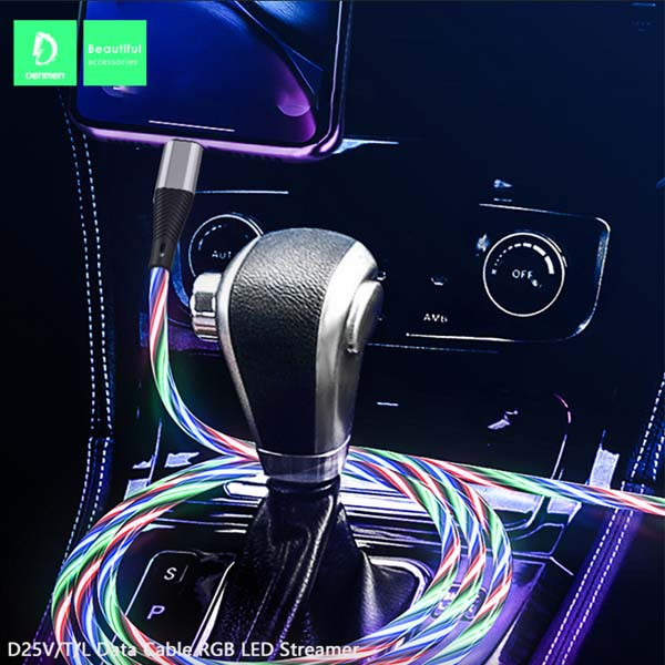 denmen kabel usb micro denmen led stremer 1m srebrny d25 2,4a