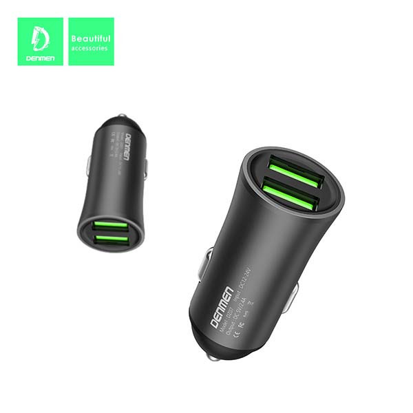ładowarka samochodowa 12w czarna denmen 2.4a 2400ma dual fast charging dz07 aluminiowa