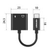 adapter hf typ-c denmen czarny audio jack + zasilanie du07