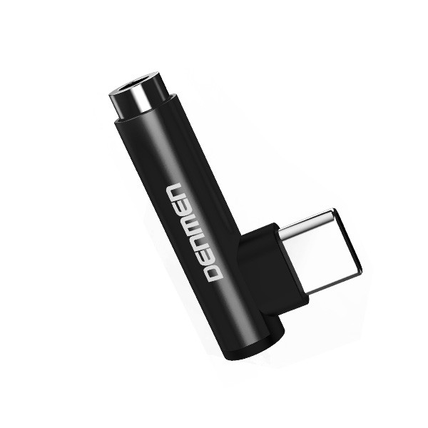 adapter hf typ-c denmen czarny audio jack du03