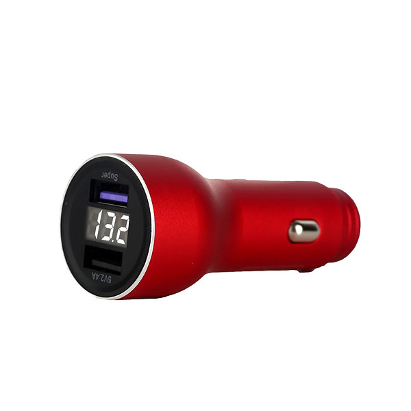 somostel ładowarka samochodowa 2xusb + kabel usb - lightning 5a 1m quick charge qc3.0 czerwony aluminium sms-a89
