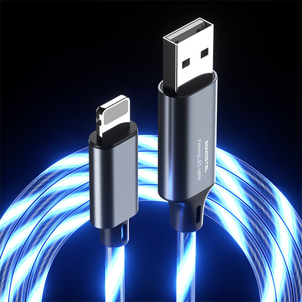 somostel kabel led usb - lightning 3.1a 30w 1.2m quick charge qc3.0 niebieski sms-by01