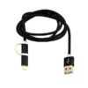 economy kabel usb nylon czarny lightning + micro usb 2w1