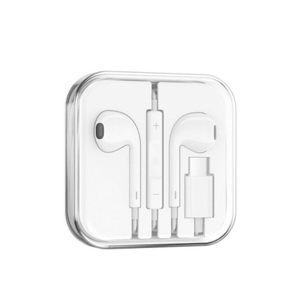 słuchawki uniwersalne denmen typ-c usb-c białe douszne dr09 new chip digital audio