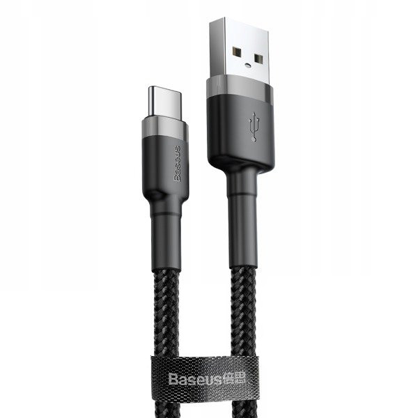 baseus kabel cafule usb - typ-c 3a 1m szary / czarny