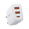 ładowarka sieciowa baseus compact quick charger, 2xusb, usb-c, pd, 3a, 30w (biała)