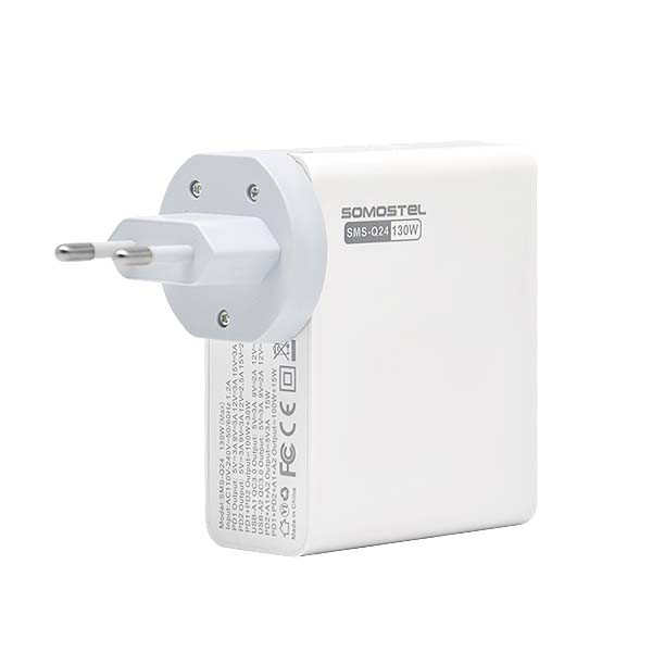 somostel ładowarka sieciowa gan 2xusb+2xpd 130w power delivery pd+qc3.0 biały sms-q24