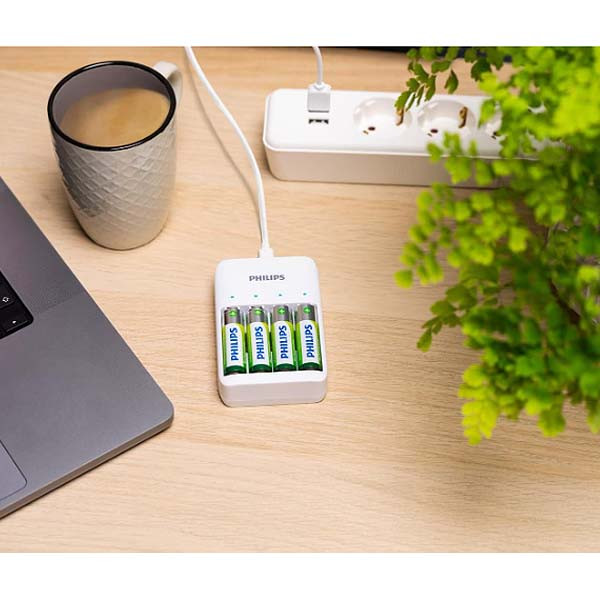 ładowarka do akumulatorów philips + 2xaaa 700mah +2xaa 1300mah phil-scb4013nb/00 - port usb