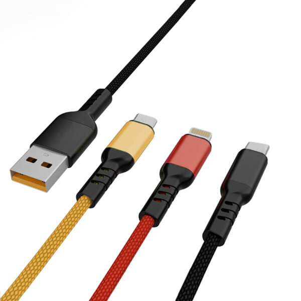 kabel usb 3w1 denmen kolor 2,4a 1m wzmacniany oplot d02e