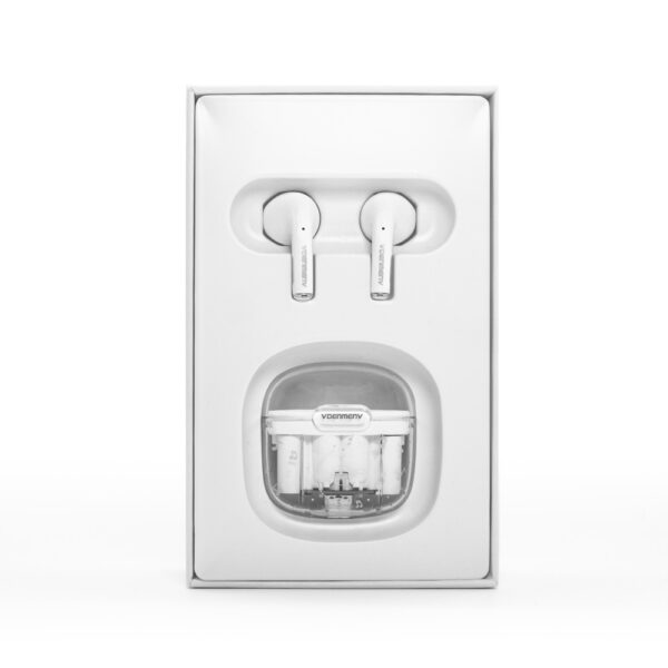 denmen słuchawki bluetooth douszne tws bt 5.0 biały stero dl29