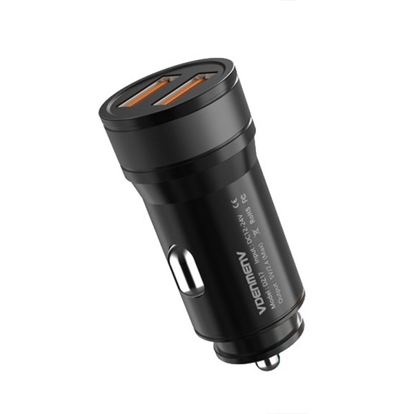 ładowarka samochodowa 2,4a czarna denmen 2400ma dual 2xusb dz17